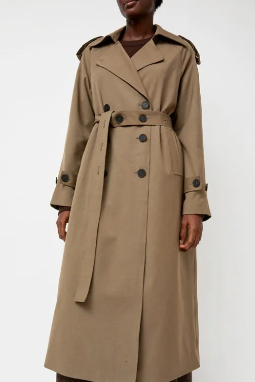 No.6 Store Wool Blend Long Trench in Light Olive