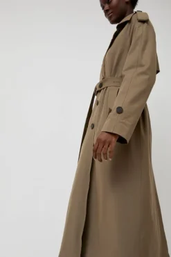 No.6 Store Wool Blend Long Trench in Light Olive