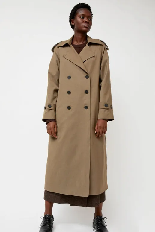No.6 Store Wool Blend Long Trench in Light Olive
