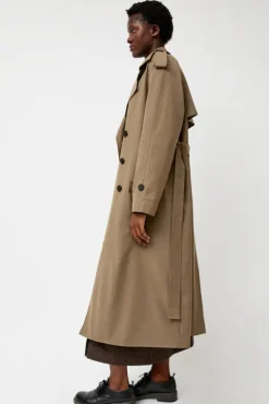 No.6 Store Wool Blend Long Trench in Light Olive