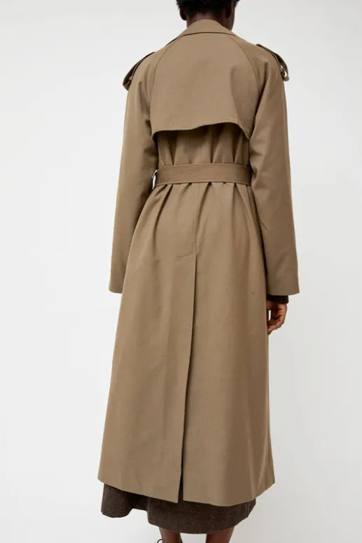 No.6 Store Wool Blend Long Trench in Light Olive