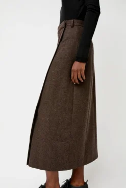 No.6 Store Wool Blend Maxi Wrap Skirt in Brown