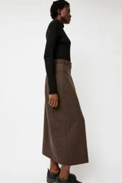 No.6 Store Wool Blend Maxi Wrap Skirt in Brown