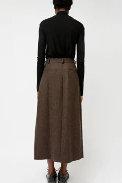 No.6 Store Wool Blend Maxi Wrap Skirt in Brown