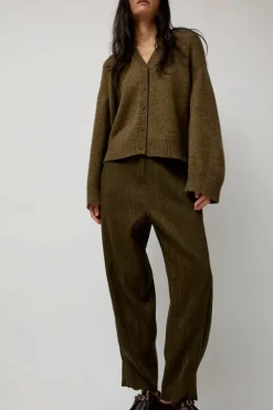 No.6 Store Wool Linen Canvas Trousers in Green