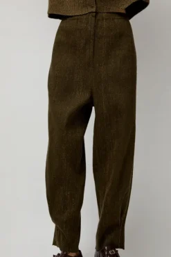 No.6 Store Wool Linen Canvas Trousers in Green