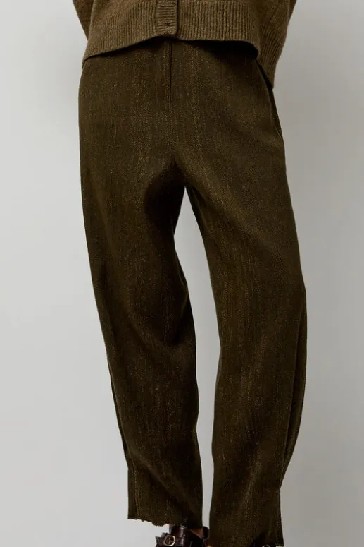 No.6 Store Wool Linen Canvas Trousers in Green