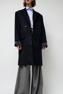 No.6 Store Wool Single Breasted Coat in Navy