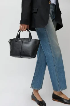 No.6 Store XS Pratique Bigout Bag in Black PVC and Black Leather