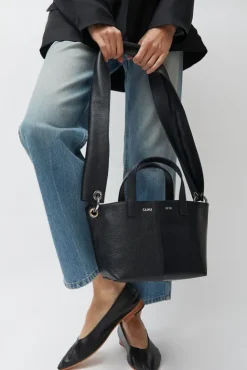 No.6 Store XS Pratique Bigout Bag in Black PVC and Black Leather